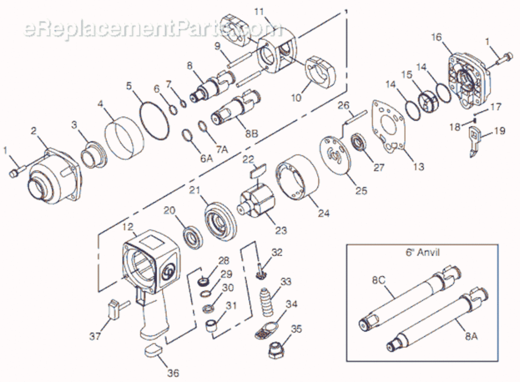 Page A Diagram and Parts List for CP7763-6 8941077636 Chicago Pneumatic Wrench